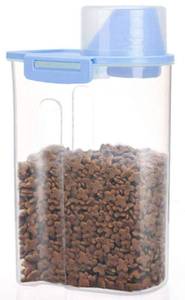 lot 2071 image: PISSION Pet Food Storage Container with Graduated Cup and Seal Buckles Food Dispenser for Dogs Cats (Blue)