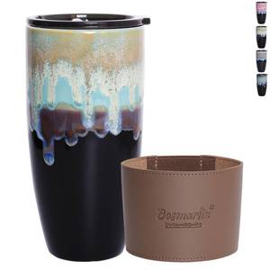 lot 2089 image: Bosmarlin Ceramic Travel Coffee Mug with Lid, 21 oz, Portable Coffee Cup for Car Cup Holder, Microwave and Dishwasher Safe, Reactive Glaze