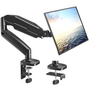 lot 2097 image: MOUNT PRO Single Monitor Desk Mount - Articulating Gas Spring Arm, Removable VESA Stand with Clamp and Grommet Base Fits 13 to 32 Inch LCD Computer Monitors, 75x75, 100x100