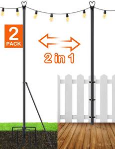 lot 2100 image: LOPANNY String Light Poles - 2 Pack 9.8 FT for Outside Hanging - Backyard, Garden, Patio, Deck Lighting Stand for Outdoor Parties, Wedding