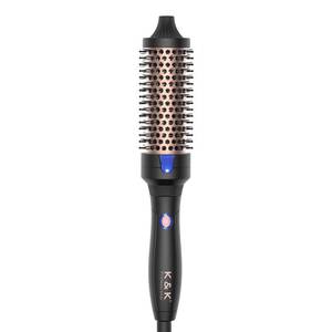 lot 2102 image: K&K Heated Curling Brush - 1.5 Inch Ceramic Tourmaline Ionic Volumizing Hot Brush for Root Volume & Loose Curls (Black)