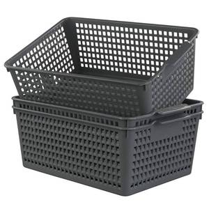 lot 2105 image: Ggbin Plastic Basket for Organizing, Grey Basket Bins, 13.8x10.2x5.7, Set of 3