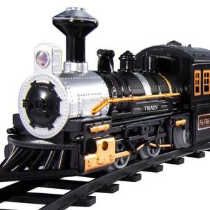 lot 2121 image: Kukufun Train Set for Kids, Electric Christmas Train Toys Sets for Boys Girls with Sound Include Locomotive Engine, 3 Cars and 10 Tracks, Classic Toys Birthday Gifts for Age 3 4 5 6 7 8 Years Old Kids