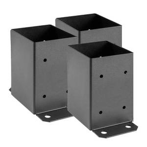 lot 2123 image: SPACEEUP 4x4 Post Base 3 Pcs, Inner Size 3.6x3.6 Deck Post Base, Heavy Duty Wood Post Brackets, Metal Black Decking Post Anchor for Deck Porch Railing Support