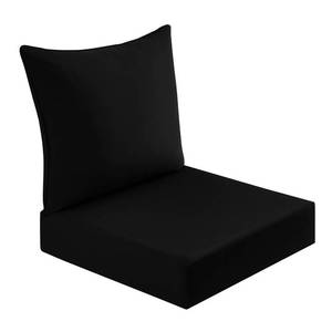 lot 2126 image: downluxe Outdoor Deep Seat Cushions Set, Waterproof Memory Foam Patio Furniture Cushions with Zipper for Outdoor Chair Sofa, 24 x 24, Black, 2 Piece Set
