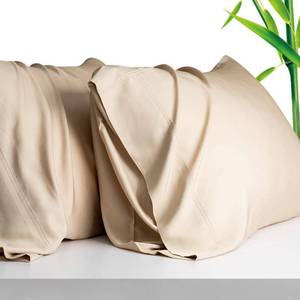 lot 2135 image: 100% Viscose Made from Bamboo Breathable Pillowcases King Size Set of 2-Pack for Hot Sleepers and Night Sweats- Softness and Cooling Pillow Cases-Envelope Closure (Champagne-20 x 40 inches)
