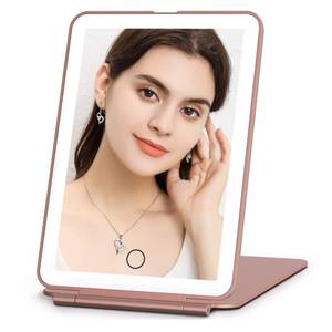 lot 2146 image: FUNTOUCH Rechargeable Travel Makeup Mirror with Lights, Portable Makeup Mirror with 3 Color Lighting, Touch Dimming, Travel Vanity Mirror for Gifts