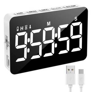 lot 2149 image: Rechargeable Digital Kitchen Timer for Cooking, Magnetic Timers with Countdownup, Kids Timer with 5 LED Display 3 Brightness 4 Volume Adjustable for ClassroomOfficeHomeWorkStudyFitnessGame