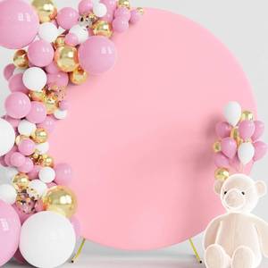 lot 2153 image: Wokceer 6FT Round Backdrop Cover Pink Round Arch Covers with Buckles Polyester Circle Balloon Arch Cover for Wedding Birthday Party Ceremony Decor