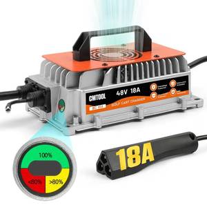 lot 164 image: EZGO Golf Cart Charger 48 Volt 18 AMP for EZGO RXV & TXT Golf Carts, 48V 18A 1250W Golf Cart Battery Charger 3-pin Triangular Plug, EZ GO Trickle Charger IP67 Waterproof Lead Acid Battery Charger - Retail $138