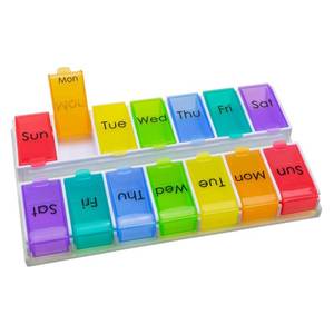 lot 2165 image: EZY DOSE Ezy Fill (14-day) Pill Case, Medicine Planner, Vitamin Organizer Box, 2 Times a Day, Daily Planner, Detachable Pill Dispenser, Convenient and Easy to Use, Rainbow, BPA Free