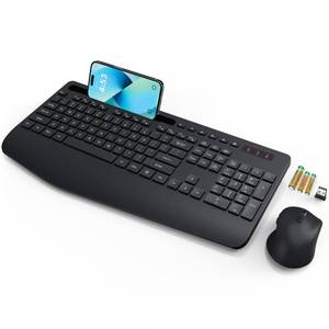 lot 2173 image: Wireless Keyboard and Mouse, Wrist Rest, Phone Holder, 2.4G Lag-Free Ergonomic Keyboards Mouse Combo, Silent Keyboard Cordless Set for Computer, Laptop, PC, Mac, Windows -SABLUTE