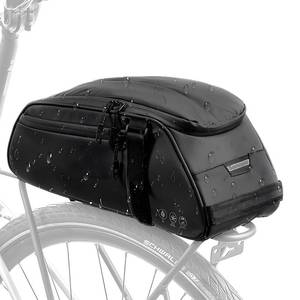 lot 2187 image: WOTOW Reflective Rear Rack Bag, Water Resistant Bike Saddle Panniers for Bicycles, 8L Trunk Cycling Back Seat Cargo Carrier Storage Pouch With Shoulder Strap for Travel Commute