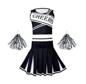 lot 2191 image: Colorful House Cheerleader Halloween Costume High School Uniform Fancy Dress Complete OutfitPom-Pom For High School Girls Womens (Size S, Black)