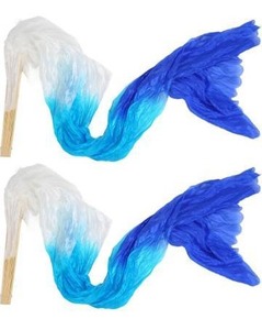 lot 2197 image: gernie Silk Belly Dance Fan, 2Pcs 1.5m Artificial Silk Belly Dance Bamboo Fan Veils National Dance Artificial Silk Veil Fans Long Folding Imitated Silk Fans for Dancing Performances