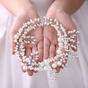 lot 2198 image: Bridal Wedding Hair Vines Leaves Silver Crystal Pearl Sparkly Rhinestones Bride Hair Accessories for Women and Girls, One Size, 1