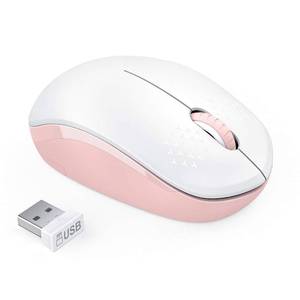 lot 2206 image: seenda Wireless Mouse, 2.4G Noiseless Mouse with USB Receiver Portable Computer Mice for PC, Tablet, Laptop, Notebook - Pink & White