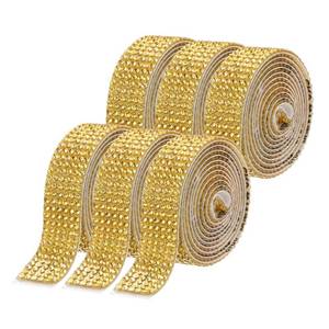 lot 2228 image: uxcell 6pcs Self-Adhesive Rhinestone Ribbon Crystal Diamond Bling Strips with 2 mm Rhinestone for DIY Arts Crafting Wedding Party Car Phone Decoration, Gold