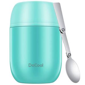 lot 2229 image: DaCool Food Thermo for Hot Food Insulated Food Jar 16 Ounce Vacuum Stainless Kids Lunch Thermo Container Bento for Kids Adult with Spoon Leakproof for School Office Picnic Travel Outdoors,Cyan Blue