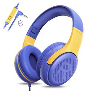 lot 2233 image: Kids Headphones Wired with Microphone for ipad Computer Laptop for Boys Girls Volume Limit Foldable Over Ear Headset for School 3.5mm Jack