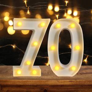 lot 2234 image: ZUOKEMY 70th Birthday Decoration LED Light up Numbers, Birthday Number Sign Light for Birthday Party Decoration Night Lit Anniversary Background Home Decoration Party (Number 70, White)
