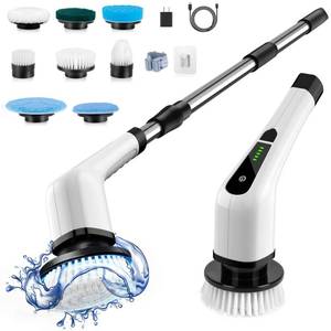 lot 2239 image: Bomves Electric Spin Scrubber, Cordless Cleaning Brush Scrubber for Home, 400RPMMins-8 Replaceable Brush Heads-90Mins Work Time, 3 Adjustable Size, 2 Speeds for Bathroom Shower Bathtub Glass Car