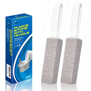 lot 2250 image: 4TH Pumice Stone for Toilet Bowl Cleaning,Scouring Stick with Handle,Cleans Away Limescale Stain,Hard Water Rings, Calcium Buildup,Iron and Rust. Remover for TileBathKitchenHousehold - 2 Piece