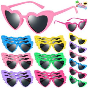 lot 2266 image: GINMIC Heart Sunglasses for Kids, 24&nbspPACK Trendy Heart Shaped Sunglasses Bulk, Kids Sunglasses Party Favors for Boys Girls, Valentines Day Gifts for Kids Heart Glasses, Black Lens