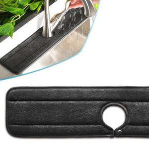 lot 2273 image: Ternal Sinkmat for Kitchen Faucet, Original Design, Absorbent Microfiber Fabric, Machine Washable Splash Guard & Drip Catcher For Around Faucet Handle Black, XL, 1 Pack