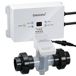 lot 2276 image: Salt Chlorine Generator, Westaho Salt Water Pool Chlorinator System with USA Titanium Cell, Designed for Inground Pools Up to 35,000 Gallons, Chemical-Free, IP 66 Waterproof - Retail $227.47
