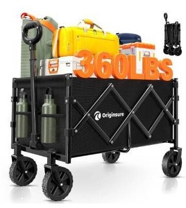 lot 2280 image: Collapsible Wagon Cart Foldable - Portable Heavy Duty Folding Beach Wagons with Wheels - Outdoor Utility Carts for Groceries, Shopping, Camping, Sports, Garden with Large Capacity - Black