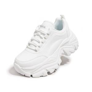 lot 2282 image: K KIP WOK Chunky Sneakers for Women Fashion Platform White Leather Casual Dad Shoes Comfortable Wedge Walking Sport Sneakers(White,8)