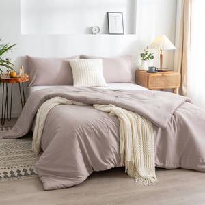 lot 2297 image: COTTEBED Ultra-Soft Queen Bedding Comforter Sets Bed, All Seasons Use Light Weight with Warm Fluffy Washable Cotton Microfiber,1 Bed Down Alternative Comforter & 2 Pillow Sham (QueenFull Beige Brown)