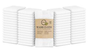 lot 2302 image: Softolle 100% Cotton Ring Spun Wash Cloths Bulk Pack of Washcloths 12x12 Inches Wash Cloth for Face, Highly Absorbent, Soft and Face Towels (White, 60 Pack)