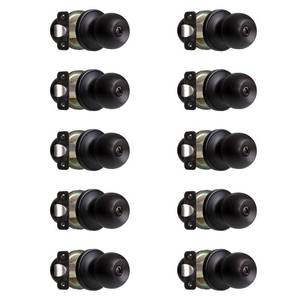 lot 2303 image: Ilyapa Privacy Door Knobs for Bed and Bath- Ball Style, Oil Rubbed Bronze Interior Keyless Turn Thumb Locking Round Door Handle, Oil Rubbed Bronze Door Knobs with Lock, 10 Pack Interior Door Knobs