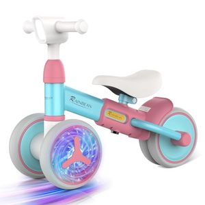 lot 2311 image: RAINBEAN Baby Balance Bike Colorful Lighting for Toddler 1-3 Years Old Girl Boy Gifts 12-36 Months No Pedal Balance Bike with 4 Silence Wheels Adjustable Soft Seat First Birthday Gift (Blue Pink)