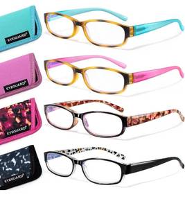 lot 2318 image: EYEGUARD 4 Pack Blue Light Reading Glasses for Women Computer Readers Fashion Spring Hinge Eyeglasses 2.50