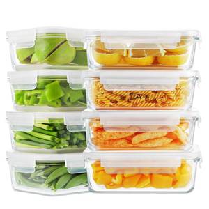 lot 2332 image: Bayco 8 Pack Glass Food Storage , Meal Prep Containers, Airtight with Lids - BPA-Free & Leak Proof (8 lids & 8 Containers) 30oz