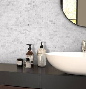 lot 2335 image: SUNWINGS Peel and Stick Mosaic Natural 3D Stone Self Adhesive Tiles, 12 x 11 5-Sheet Stick on Backsplash for Kitchen Bathroom Fireplace Vanity, Mixed Gray