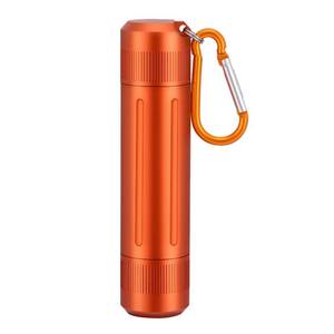 lot 2337 image: Aufew Airtight Stash Jar, Durable Smell Proof Aluminum Container, Portable Dual-Opening Storage Tube with Carabiner for Herbs, Spices, Valuables - Orange