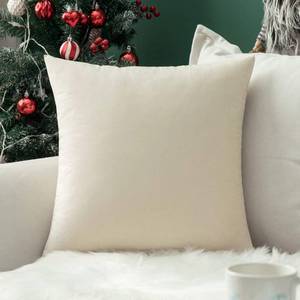 lot 2349 image: MIULEE Velvet Soft Soild Decorative Square Throw Pillow Cover Cushion Case for Sofa Bedroom Car Christmas 24 x 24 Inch 60 x 60 Cm Cream White