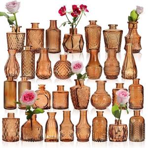 lot 2351 image: BIGIVACA Set of 30 Amber Glass Bud Vases in Bulk,Small Centerpieces Vases for Wedding Centerpieces,Mini Glass Vintage Vases Flower Vases for Table Decor