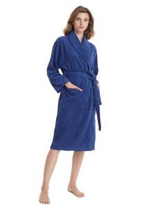 lot 2353 image: SIORO Cotton Robes for Women Terry Cloth Lightweight Bathrobe Long Soft Bath Shower Robe with Shawl Collar Nightwear,Navy Large