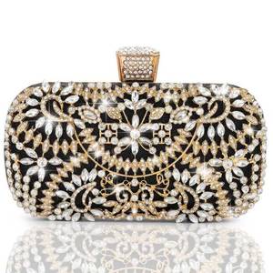lot 2370 image: Yokawe Womens Crystal Evening Clutch Bag Bridal Wedding Purse Rhinestone Party Prom Handbag (Black)