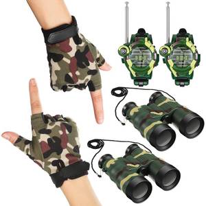 lot 2381 image: Syhood Kids Army Toys Include 2 Pcs Kids Walkie Talkies Watch 2 Pcs Camouflage Binoculars and 2 Pair Half Finger Gloves 7 in 1 Digital Watch Walkie Talkies for Boy Shunting Camping Outdoor Game Gifts