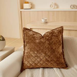 lot 2382 image: COCOPLOCEUS 1 Piece 24x24 Pillow Cover Velvet Euro Sham Decorative Farmhouse Quilted Pillow Covers Square Cushion Covers Soft Texture Euro Shams for Sofa Bed Living Room, Caramel