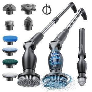 lot 2384 image: Leebein Electric Spin Scrubber, Cordless Cleaning Brush with 8 Replaceable Brush Heads, Adjustable Extension Handle, 2 Speeds & Remote Control, Power Scrubber for Cleaning Bathroom, Shower, Tub, Floor