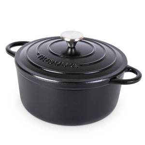 lot 393 image: Cast Iron Pot with Lid Non-Stick Ovenproof Enameled Casserole Pot, Oven Safe up to 500° F Sturdy Dutch Oven Cookware Black, 5-Quart, 24cm by Nuovva