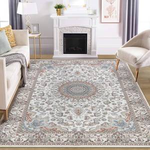 lot 399 image: Washable Rug Living Room Rugs 6x9 Area Rug Large Machine Washable Non Slip Carpet Soft Indoor Floral Ultra Thin Non-Shedding Carpets for Dining Room Farmhouse Bedroom Nursery Home Office - Retail $111.65