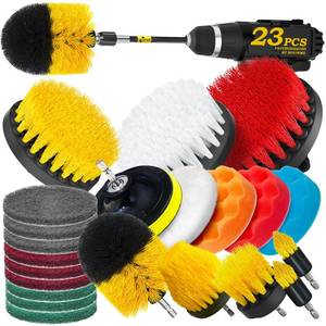 lot 18510 image: Holikme 23Pack Drill Brush Attachments Set, Scrub Pads & Sponge, Buffing Pads, Power Scrubber Brush with Extend Long Attachment, Car Polishing Pad Kit,Cleaning SuppliesShower Scrub,Scratch Brushes